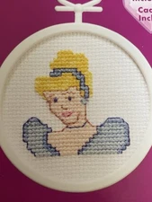 Disney Princess Cinderella Counted Cross Stitch Kit 2.5” Round