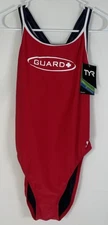NWT Women’s TYR Life Guard DimaxFit One Piece Swimsuit Red - Size 40