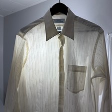 Vintage Arrow Dress Shirt 16-32/33 Ivory Kent Classic Pinstripe Thin Rockabilly