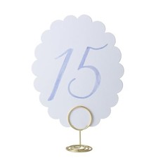 Wedding Table Numbers 1-20 for Wedding Reception with Gold Scalloped Blue