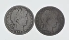 1892-1915 Lot 2 1908-O 1907-D Barber 90% Half Dollars - Coin Collection *929