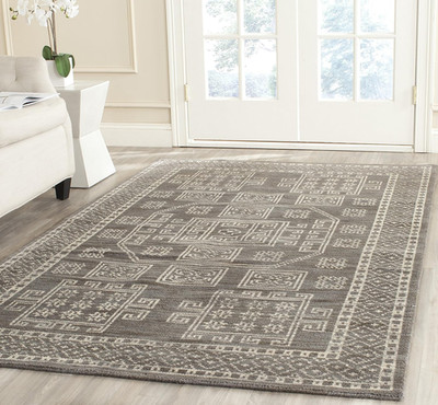 Hand-Knotted 8x10 Grey Area Rug - Moroccan Boho Tribal Design, Kenya Collection