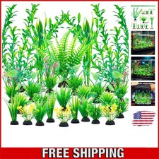Artificial Green Plastic Plants 26 PCS for Fish Tank Decorations Fish Tank Decor