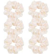 6 Pack Large Silk Satin Scrunchies Hair Ties Ponytail Holder for Women