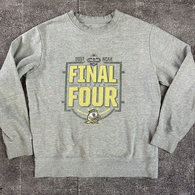Men's 2017 NCAA Final Four Oregon Ducks Heather Gray Crewneck Sweatshirt Sz L