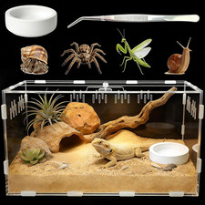 Acrylic Reptile Terrarium, Tarantula Enclosure with Magnetic Door, Easy-Clean Re