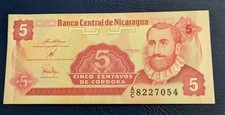 NICARAGUA #168a 1991  5 CENTAVOS BANKNOTE CURRENCY PAPER MONEY