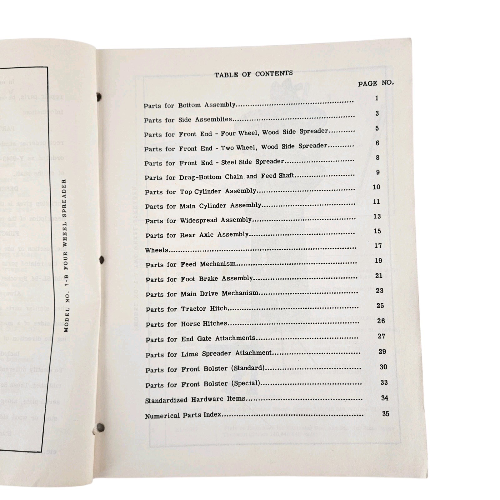 Oliver Parts Book for No. 7 Oliver Superior Spreader Form S3-9-W1-1 Orig Print