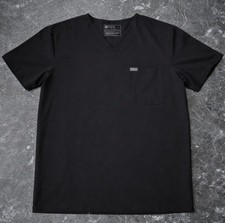 Figs Leon Mens Black 3 Pocket Scrub Top Shirt Style Technical Size: Large