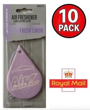10 x Car Air Freshener Fresh Linen Scent Home Car Van Fragrance - AutoChoice