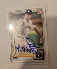 Nick Bennett 2020 Signed Bowman Baseball Card Milwaukee Brewers #BP-140