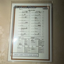 2020 topps cal ripken jr LINEUP CARDS FROM GAME 2632 CALS PERSONAL COLLECTION SP