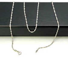 PETITE Sparkle FLAT TWIST Solid Sterling Silver 925 Italy 20 " Chain NECKLACE