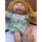 Vintage 1985 Cabbage Patch Kids Doll Coleco Yellow Hair Mint Green Dress 4J Tag