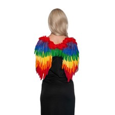 Rainbow Feathered Wings Adult Costume Accessory