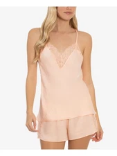 LINEA DONATELLA Womens Orange Spaghetti Strap Cami Top and Shorts Pajamas M