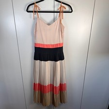 Banana Republic Womens 0 Satin Pleated Midi Dress Coquette Academia Romantic