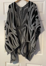 Chico's Black and gray shawl/poncho sweater one size