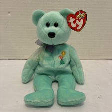 New w/Tags*Ty Beanie Baby Ariel the Teal Sitting Bear w/Flower Patch