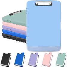 Clipboard with Storage, Plastic Clipboards 8.5x11 with Pen Holder, High Capac...