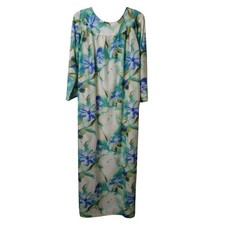 VTG Handmade Floral Maxi Lounge Dress Womens Sz M Watercolor Floral Pocket #I-12