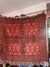 Vintage Rare  wool beautiful rug 39x36 inches including fringes middle Eastern