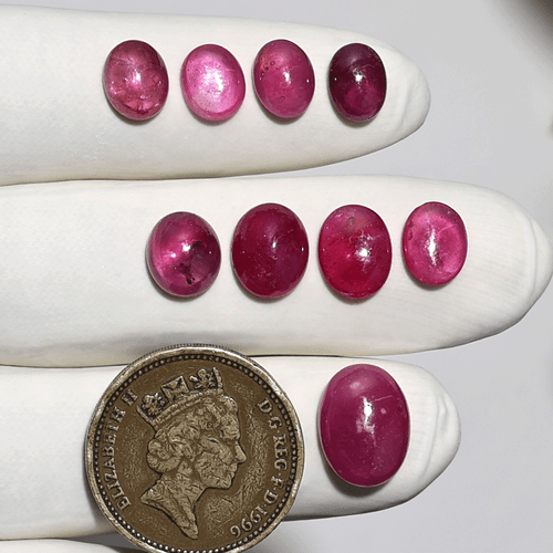 9 pezzi Mozambico rubino naturale alta qualità 8 mm-12 mm ovale cabochon pietre preziose sfuse - Foto 3 di 12
