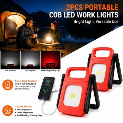 2 Portable COB LED Rechargeable 20000lm Work Light Heavy Duty Floodlight Camping