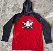 Boys Tek Gear Hoodie Baseball Red  Black Size Large 14/16 Warm Fleece