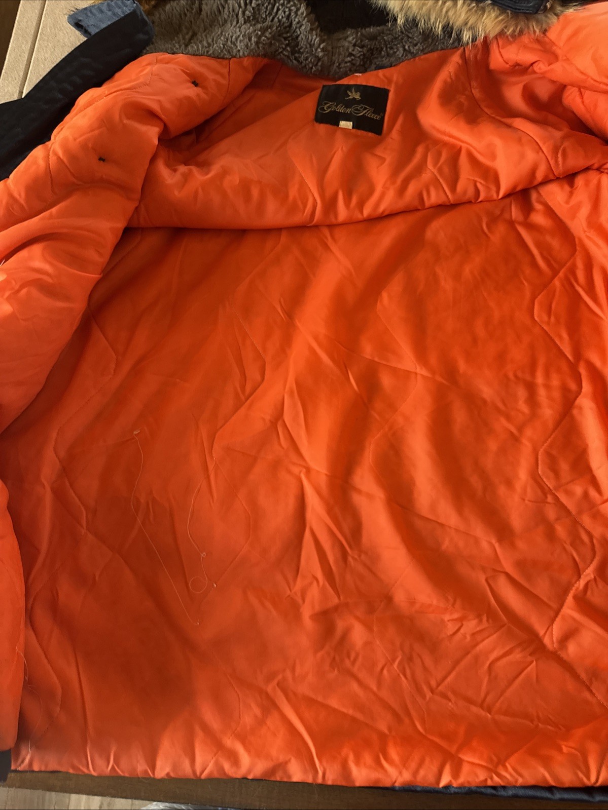 Vintage Golden Fleece Parka Work Coat 44 Quilt Lined Navy Fur Trim On Hood thumbnail 8