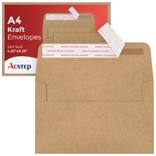 A4 Envelopes 4-1/4 x 6-1/4 Inch 100 Pack Brown 4X6 Envelope  Kraft Paper Envelo