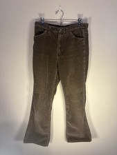 Vintage 1980s Wrangler Corduroy Pants 31x31 Brown Cowboy Flare Talon 42 USA Made
