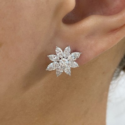 2,2 kt Marquise & runde Ohrhänger Weißgold 14 K Labcreated Diamant F/VS