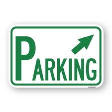 Parking with Arrow Pointing to Top Right Heavy Gauge Aluminum Parking Sign