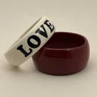 Vintage Acrylic Costume Jewelry LOVE Bangle Bracelet Cuff Set Of 2