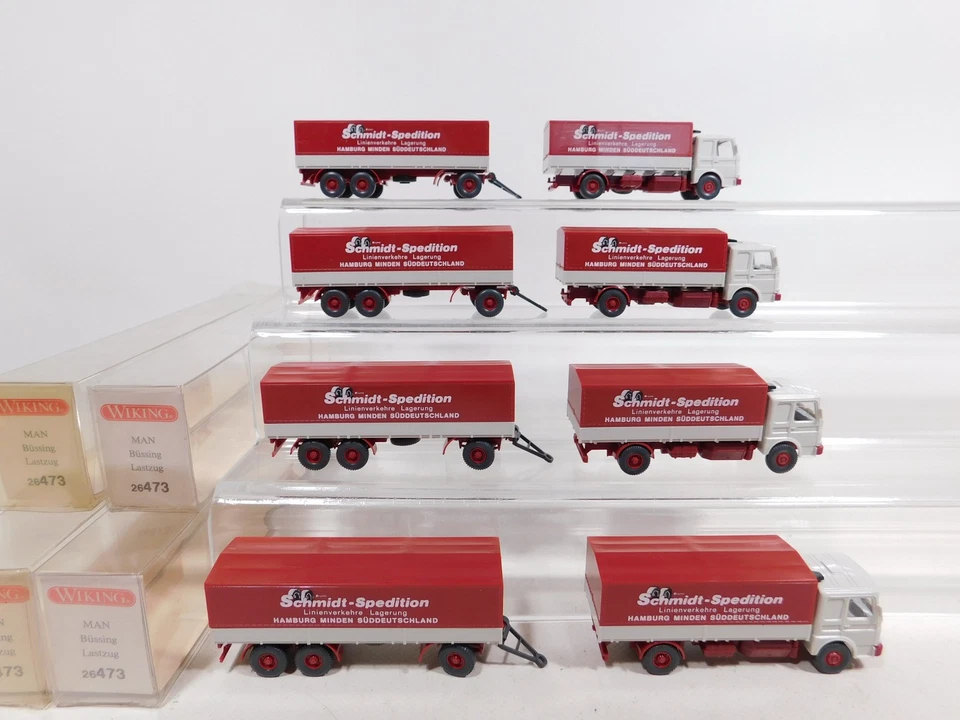 4X Wiking H0 1:87 26 473 Camion MAN/Büssing Schmidt Mint+Box #DD582-0,5 - Immagine 2 di 4