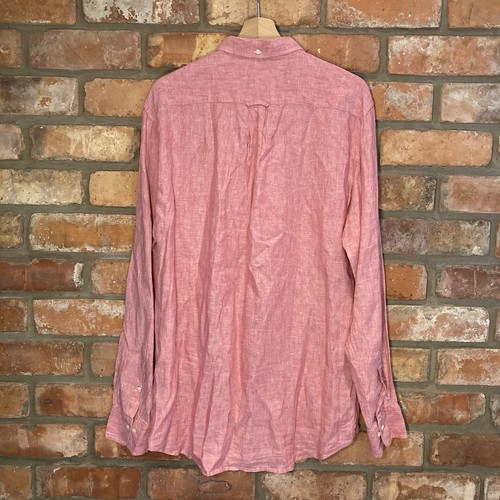 GANT Pure Linen Long Sleeve Shirt Pink Size Large - Picture 2 of 9