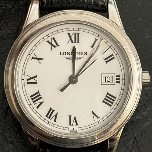 LONGINES Flagship L4.507.4 Roman Dial Running Watch Worn Strap Used From Japan