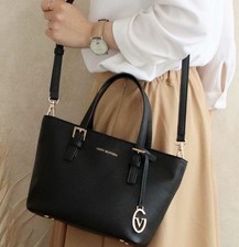 Gianni Valentino PU Leather Logo 2WAY Mini Handbag Black Shoulder Bag