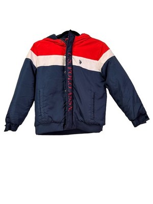 U.S. Polo Assn Boys Red, White & Blue Coat Jacket Full Front Zip Large 10-12 USA