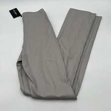 Womens Pants Pretty Little Thing Long Gray Faux Leather Split Hem, Size 4