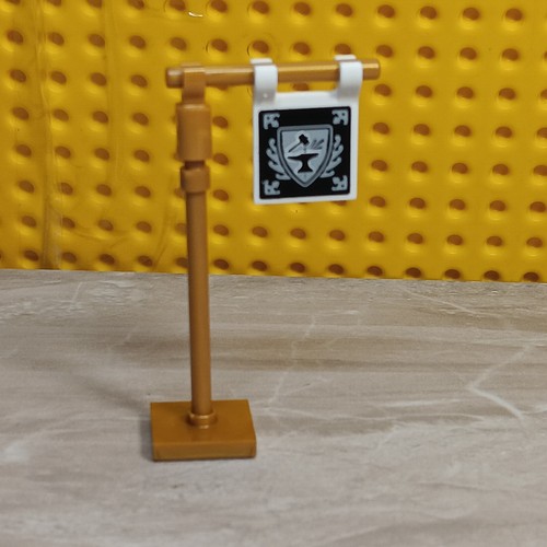 LEGO Blacksmith Flag Hammer Anvil FREE STAND POLE Overhang Black White Steel - Picture 2 of 3