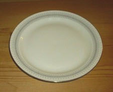 Porsgrund Norway, 1 Kuchenteller, creme-elfenbeinfarben, graues Dekor, Goldrand