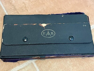 F.B. Metal Protractor Set Vintage 14 Piece In Original Case 13a