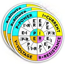  3Pcs Ohms Law Sticker Funny Ohms Law Wheel Diagram Electrical Electronics E