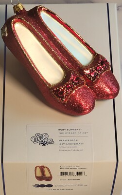 Hallmark Keepsake 2023 Warner Bros Wizard Of Oz Ruby Slippers Glass Ornament NEW