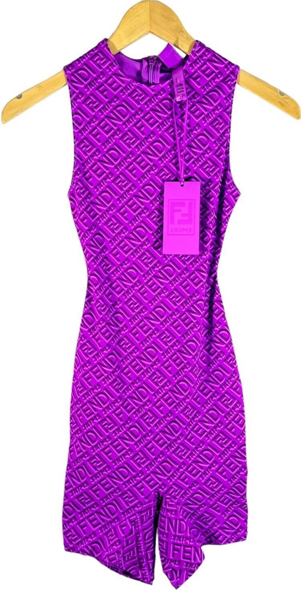 FENDI X Skims Purple Sleeveless Logo Mid Thigh Dress FENDI X Skims Purple Sleeveless Logo Mid Thigh Dress