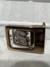 VTG OBI Monogram Initial Letter "S" Gold / Silver Tone Belt Buckle Made In Italy
