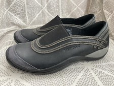 MERRELL Slip On Shoes Sz 7 EU 37.5 Black Leather Comfort Flats Loafer WILLOW EUC