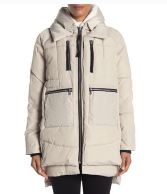 Bagatelle Sport Women's Cream Faux Shearling Lined Parka Puffer Coat Jacket SZ S